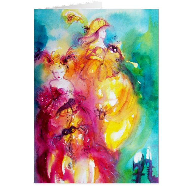 Cartão Rondò na Lagoa Carnaval Veneziano Aquarela (Frente)