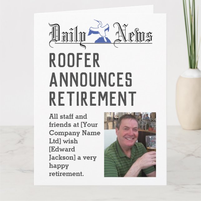 Cartão Roofer Retirement Card to Personalise (Frente)