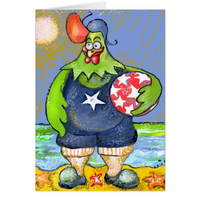 Cartão * Roostar na praia * (Frente)