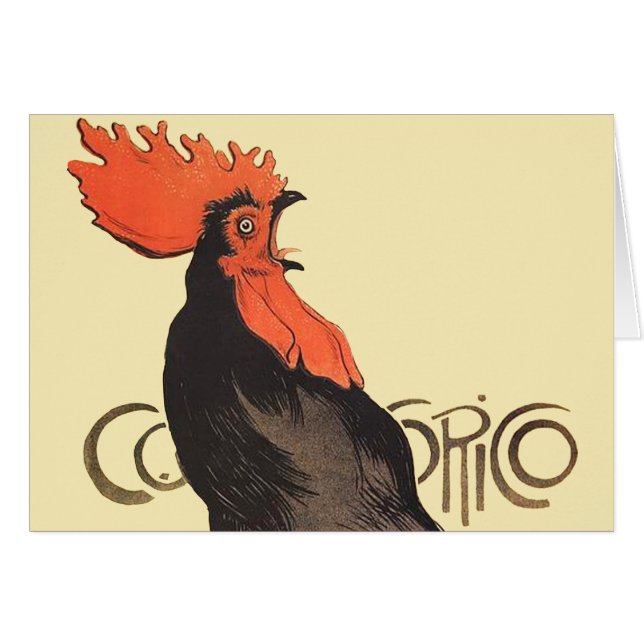Cartão Rooster Steinlen Cocorico Arte Francesa (Frente Horizontal)