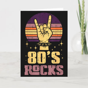 Cartão Roqueiro de Rock dos Anos 80 Mão Vintage Punk Músi
