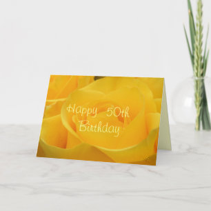 Cartão Rosa Amarelo 50º Aniversário- personalize qualquer