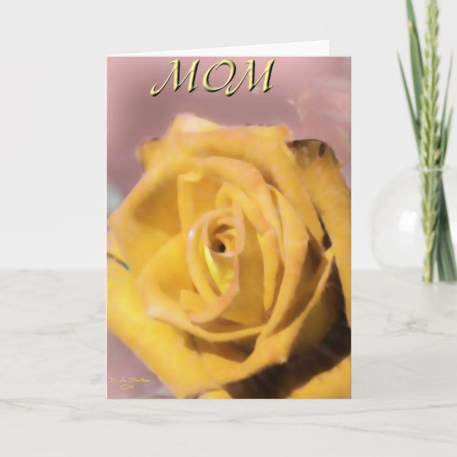 Cartão Rosa Amarelo Para Dia de as mães! (Frente)