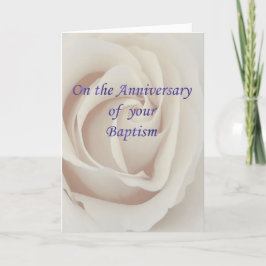 Cartão Rosa branco do aniversário do baptismo/batismo