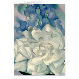 Cartão Rosa branco impressionante e Larkspur de Geórgia