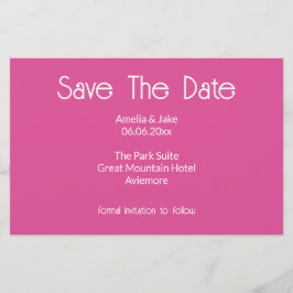 Cartão rosa brilhante de Save the date