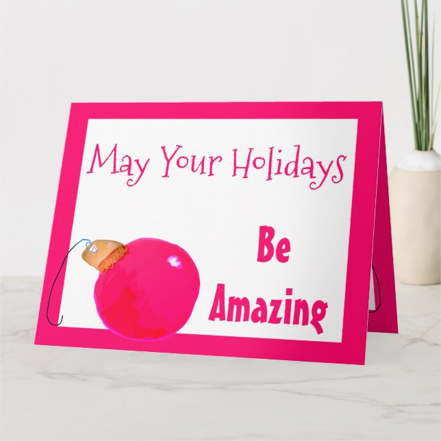 Cartão Rosa Brilhante Não-tradicional Estilado (Frente)