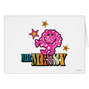 Cartão Rosa Brilhante Sr. Messy Estrelas Espumantes