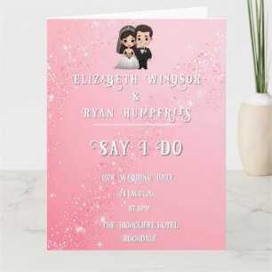 Cartão "Rosa claro Whimsical Casation Invices Sparkles