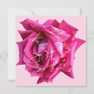 Cartão Rosa cor-de-rosa-quente com Namorados floral boho