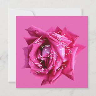 Cartão Rosa cor-de-rosa-quente com Namorados floral boho 