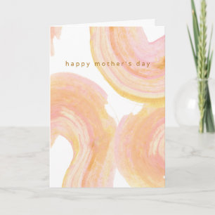 Cartão Rosa Corado Âmbar Abstrato Aquarela Dia das Mães