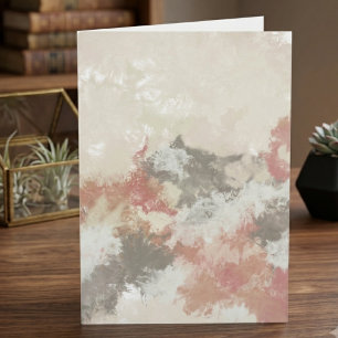 Cartão Rosa Corado e Taupe Abstrato Aquarela