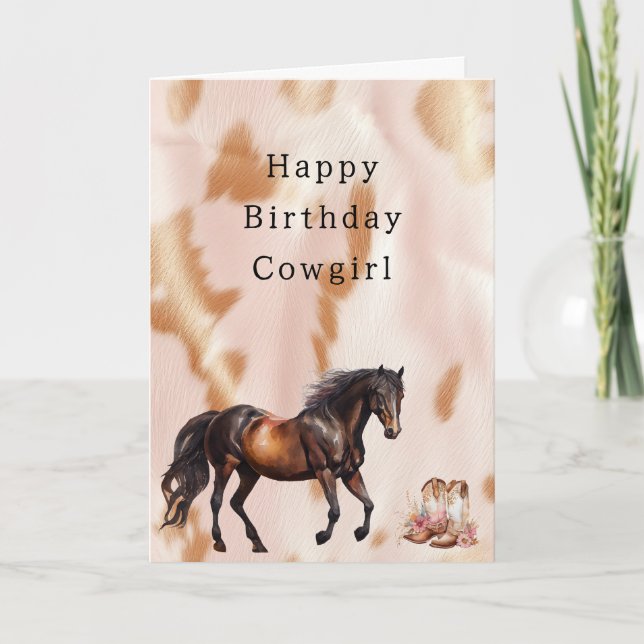 Cartão Rosa Corado Tan Sudoeste Falso Couro de Vaqueira (Frente)