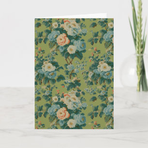 Cartão Rosa Couve Verde Primavera, Chintz Floral