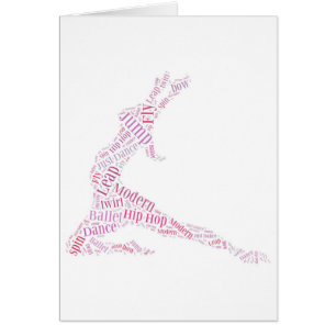 Cartão Rosa da nuvem da palavra da dança
