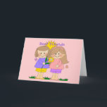 Cartão Rosa das meninas 2 dos melhores amigos do miúdo<br><div class="desc">Rosa das meninas 2 dos melhores amigos do miúdo dois do cartão</div>
