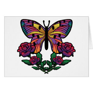 Cartão Rosa de borboleta