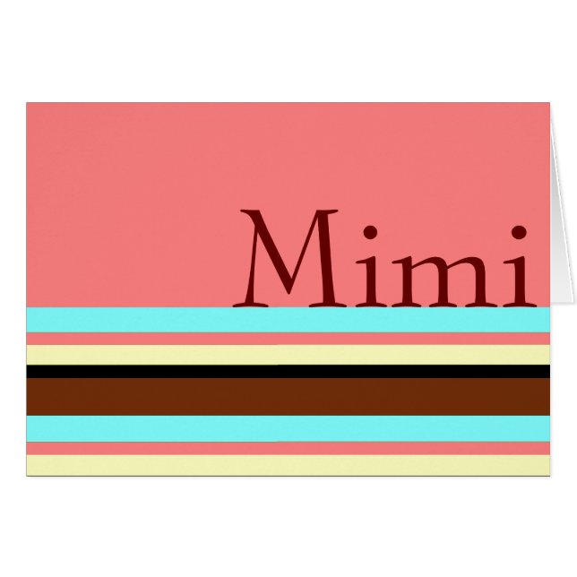 Cartão Rosa de creme do marrom azul de Mimi (Frente Horizontal)