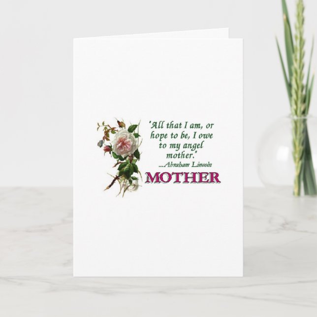 Cartão Rosa de placa de dia de as mães antigo (Frente)