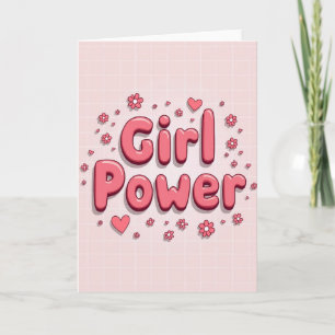 Cartão Rosa de Poder de Menina Fofa