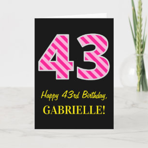 Cartão Rosa Divertido "43"; Feliz 43º aniversário; Nome