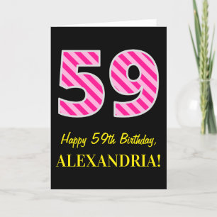 Cartão Rosa Divertido "59"; Feliz 59º aniversário; Nome