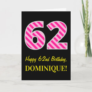Cartão Rosa Divertido "62"; Feliz 62º Aniversário; Nome