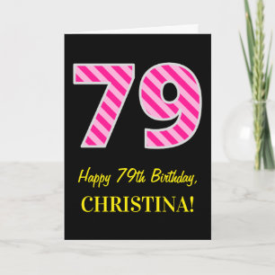 Cartão Rosa Divertido Riscado "79"; Feliz 79.º Aniversári