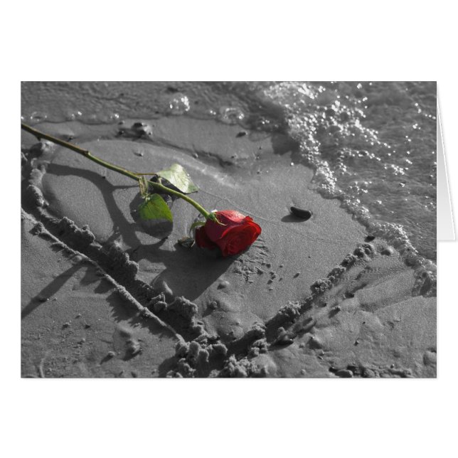 Cartão Rosa do coração (Frente Horizontal)