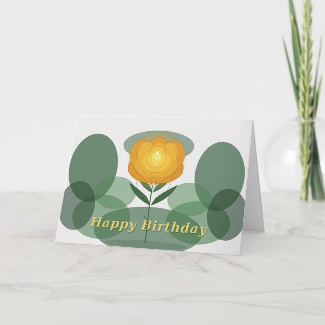 Cartão Rosa Dourada Feliz Aniversário (Frente)
