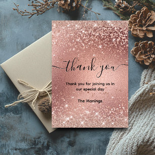 Cartão Rosa dourado brilhante obrigado brilhante