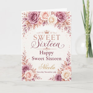 Cartão Rosa Dourado Mauve Sweet Sixteen