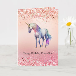 Cartão Rosa Dourado Unicorn Sparkle