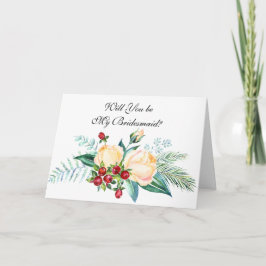 Cartão Rosa e Berry Stems Você será minha dona de cabras?