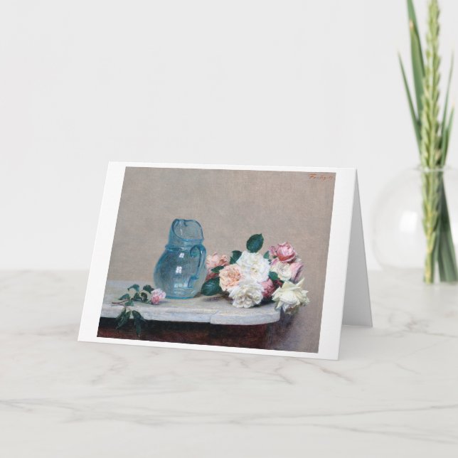 Cartão Rosa e Glass Jug, Henri Fantin-Latour (Frente)