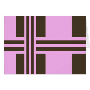 Cartão Rosa e listras largas castanho chocolate por