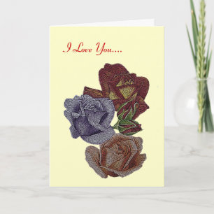 Cartão rosa e rosa-buds coloridos para namorados