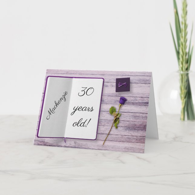 Cartão Rosa Floral, Aniversário Bonito Flor Feminina (Frente)