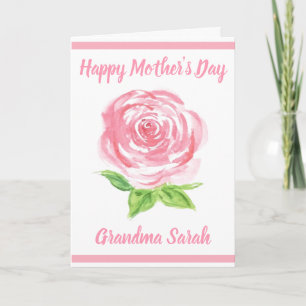Cartão Rosa Floral Pintada à Mão em Aquarela Dia DAS MÃES