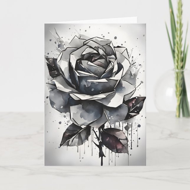 Cartão Rosa - Flores de aquarela (Frente)