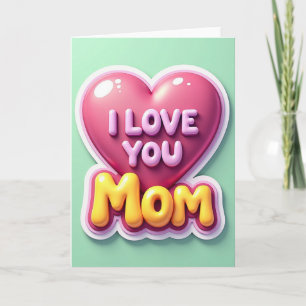 Cartão Rosa Magenta Eu Te Amo Mamãe