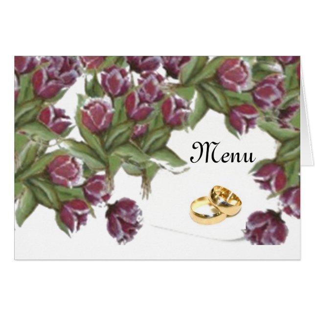 Cartão Rosa - menu de casamento (Frente horizontal)