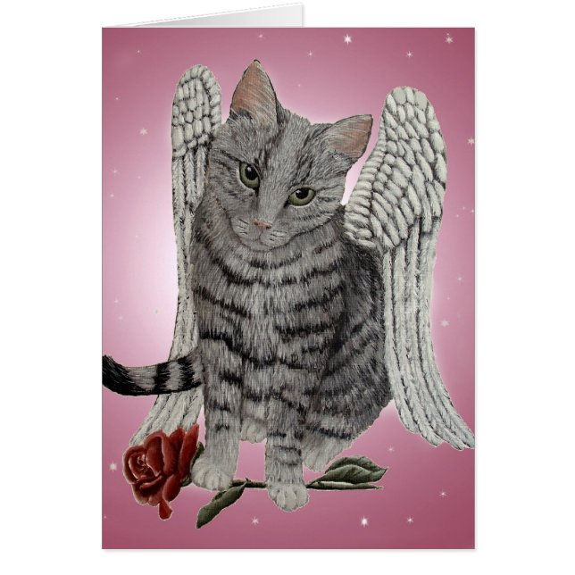 Cartão Rosa, o Angel Cat (Frente)