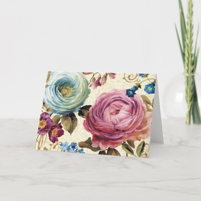 Cartão Rosa rosa e azul (Frente)