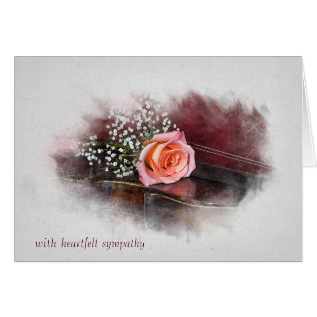 Cartão rosa rosa-rosa com simpatia no violino (Frente Horizontal)