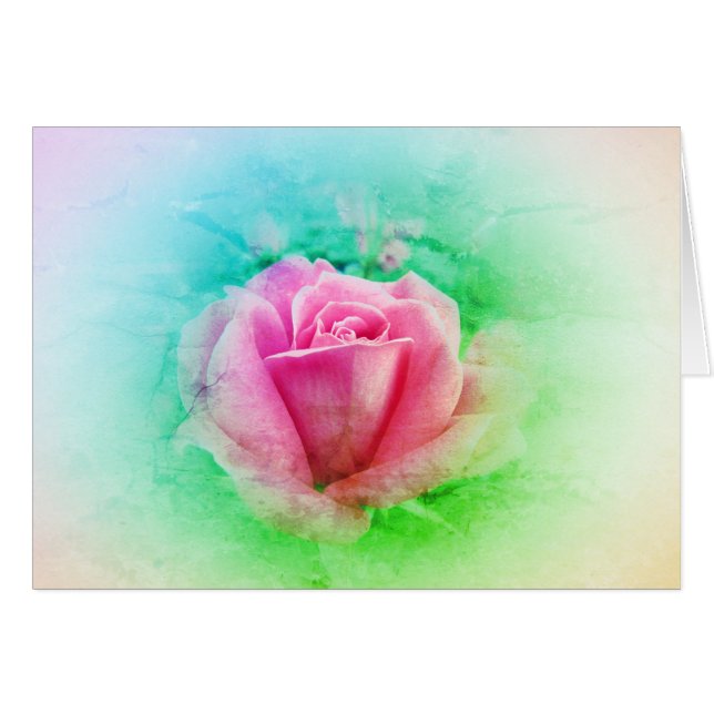 Cartão Rosa Rosa Rosa Rosa com Rosa e Branco - Folha Verd (Frente Horizontal)