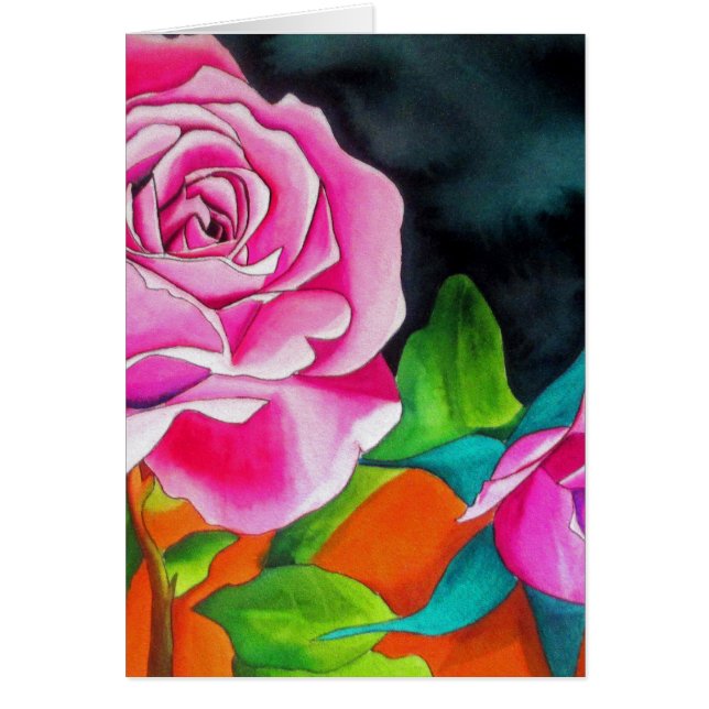 Cartão Rosa Rosa Rosa Rosa Rosa Rosa com Cor Laranja (Frente)