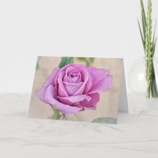 Cartão Rosa roxo no Bloom Art Note Card (Frente)