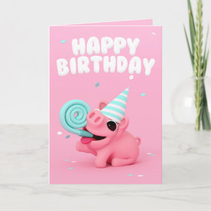 Cartão Rosa the Pig Happy Birthday card
